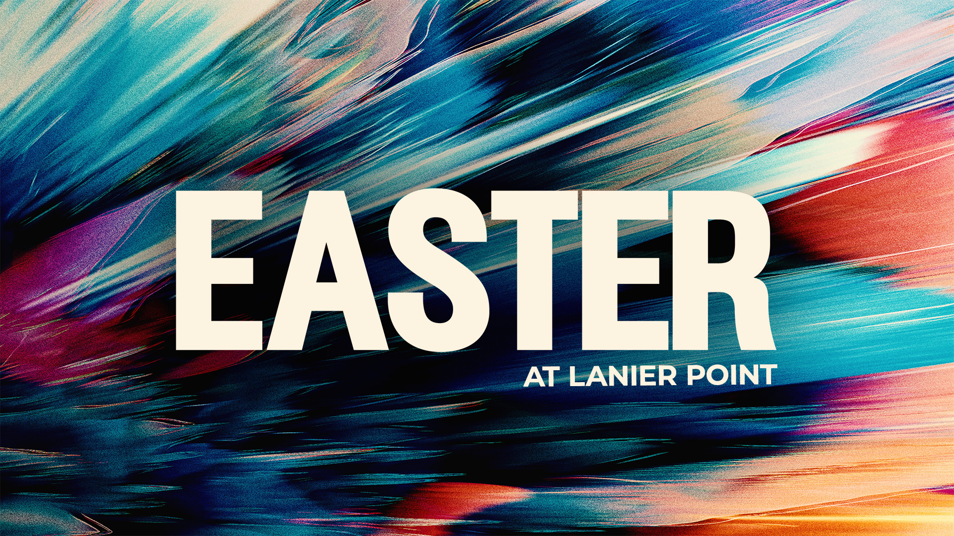 A colorful graphic that reads Easter at Lanier Point